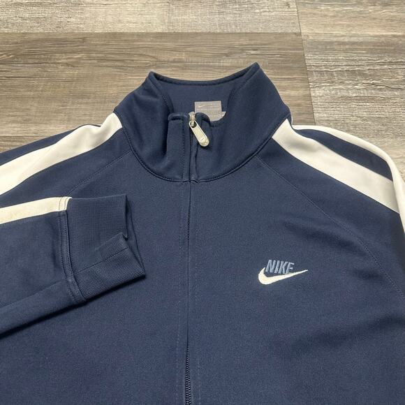 Vintage Y2K Nike Sportswear Blue White Stripes Mens XL Mini Swoosh Track‎ Jacket - Picture 1 of 11